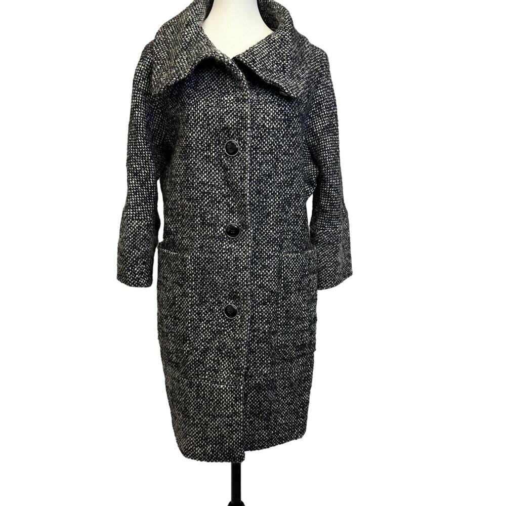 Banana Republic XS Wool Tweed Coat - Black & Gray Textured Button-Up
